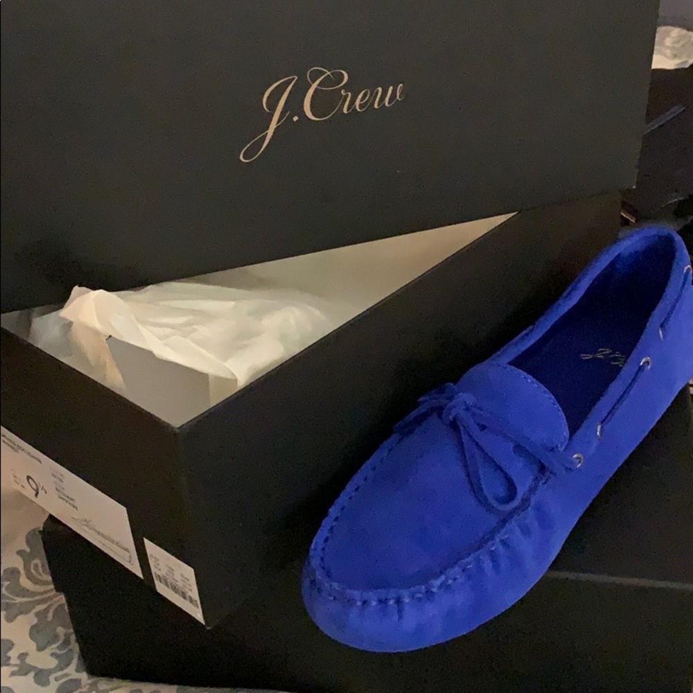 J Crew Driving Loafer in Blue Suede